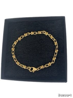 18k Yellow Gold Over Bronze 6mm Stirrup Briglia Bracelet 8 Inches